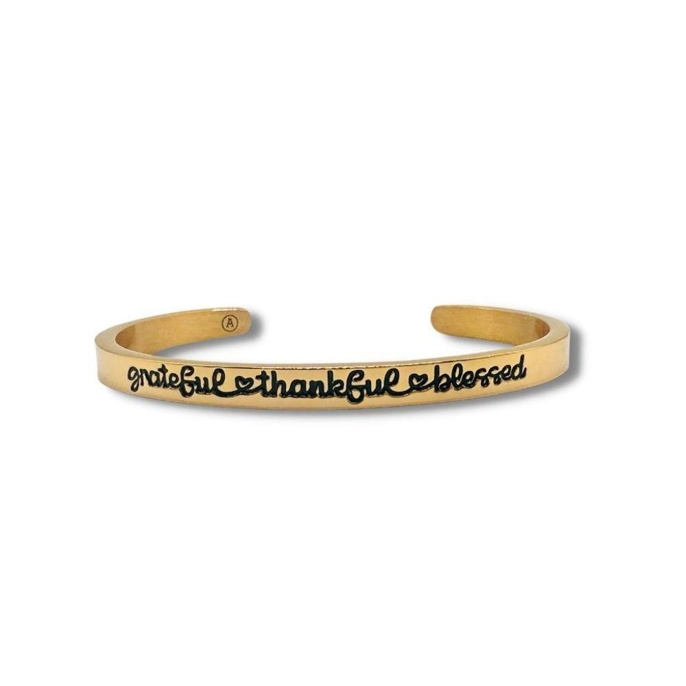 Alisa Michelle - Gold Cuff - Grateful, Thankful, Blessed - NWT